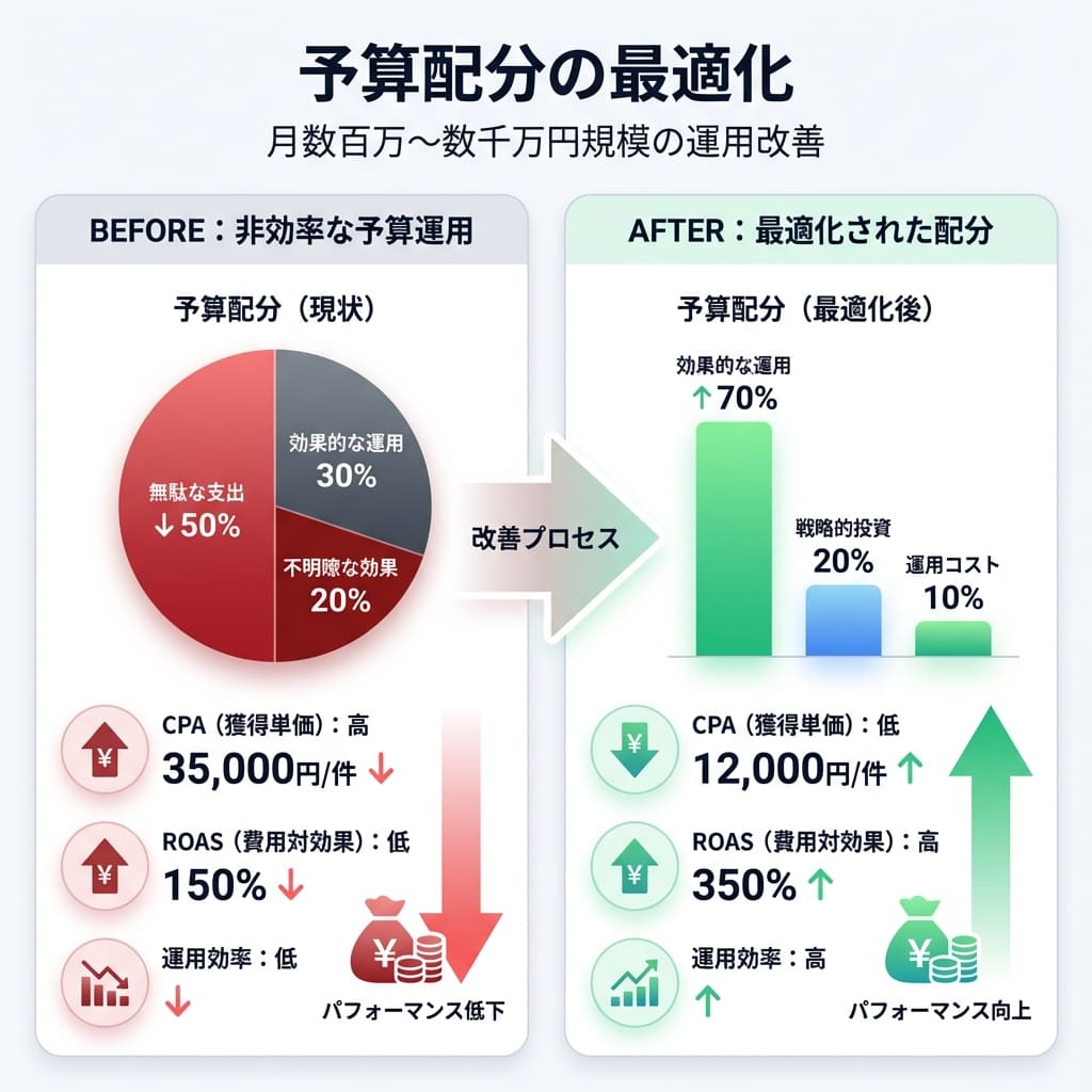 図解：予算配分最適化の簡易グラフ